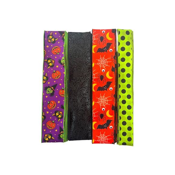 Trick or Treat Sign & Halloween Ribbon Bundle | Pumpkin DIY Wreath Kit Supplies - Picture 3 of 5